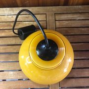 Old Yellow Opaline Pendant Light White Interior 1970s Vintage #A380