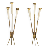 Mid-Century pair of large brass sconces attributable to Stilnovo. Italy 195