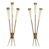 Mid-Century pair of large brass sconces attributable to Stilnovo. Italy 195
