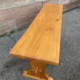 Vintage Scandinavian pine dining set, 1980s table and benches