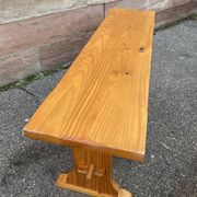Vintage Scandinavian pine dining set, 1980s table and benches