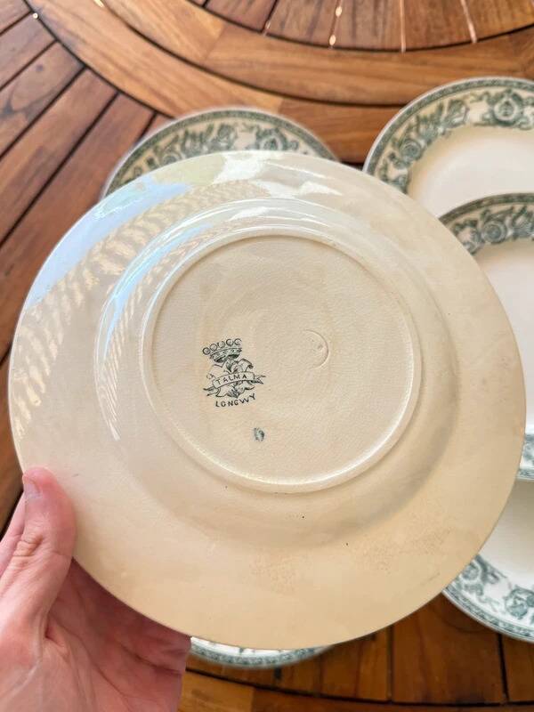 Set of 6 antique Longwy "Talma" flat plates in ironstone - 20th century
