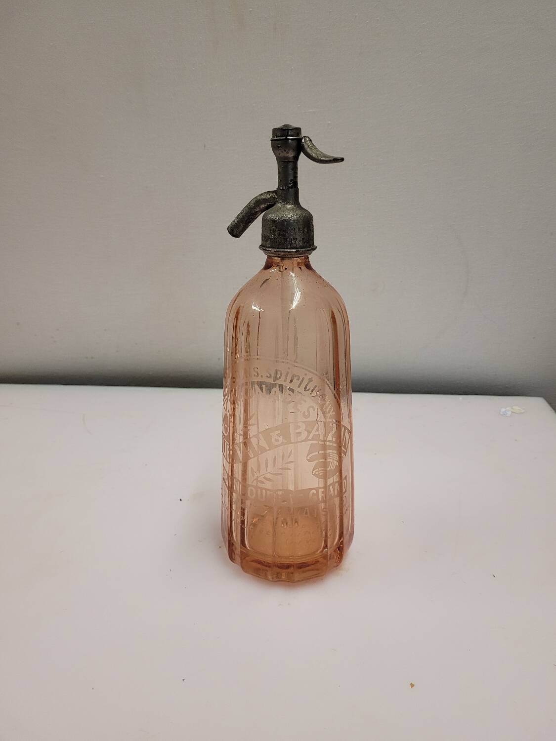 Old Siphon Selzt water bottle with marking