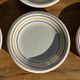 Set of 9 small Italian dessert plates Primula with red and green trim.