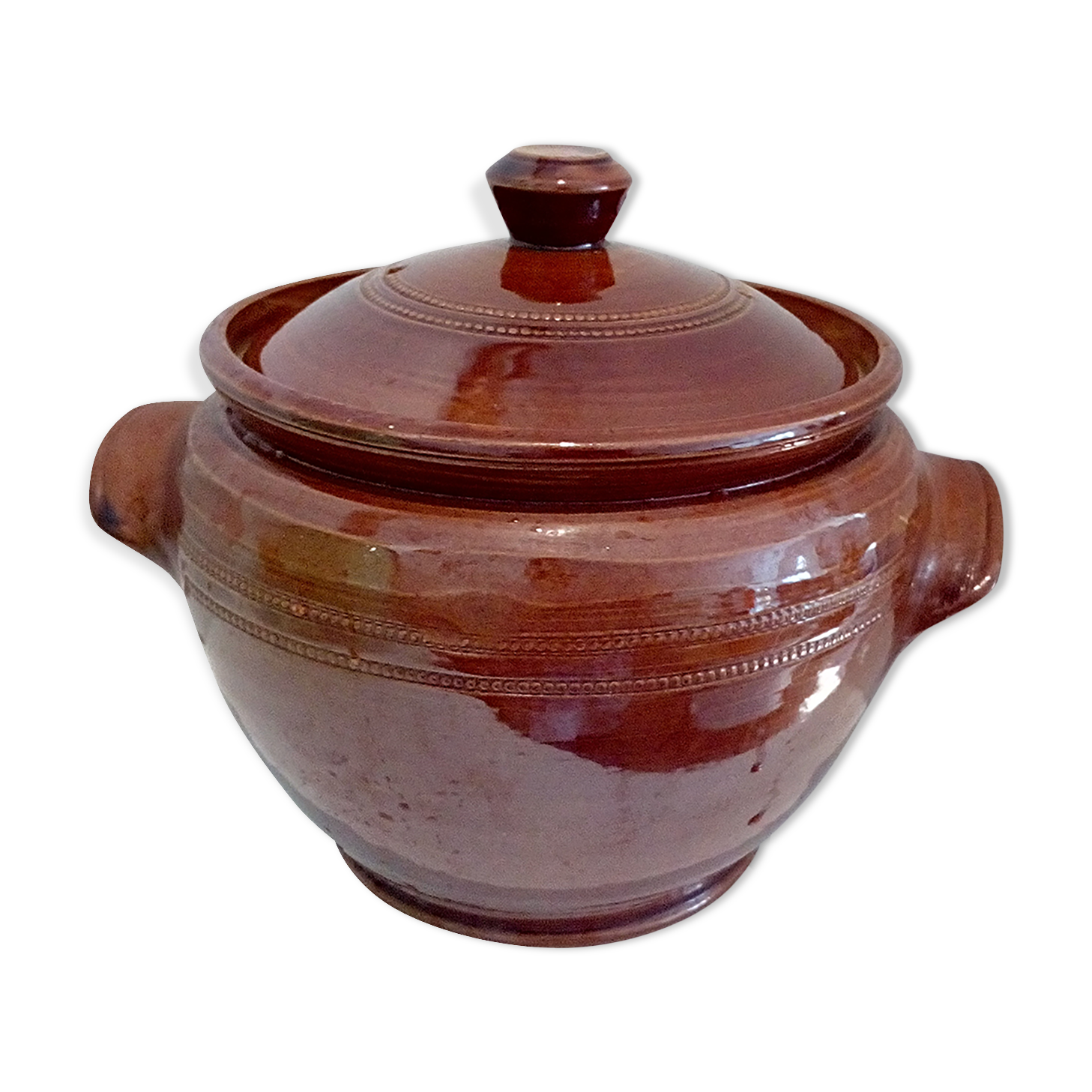 Enamelled sandstone pot