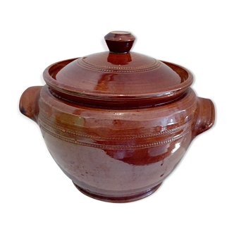Enamelled sandstone pot