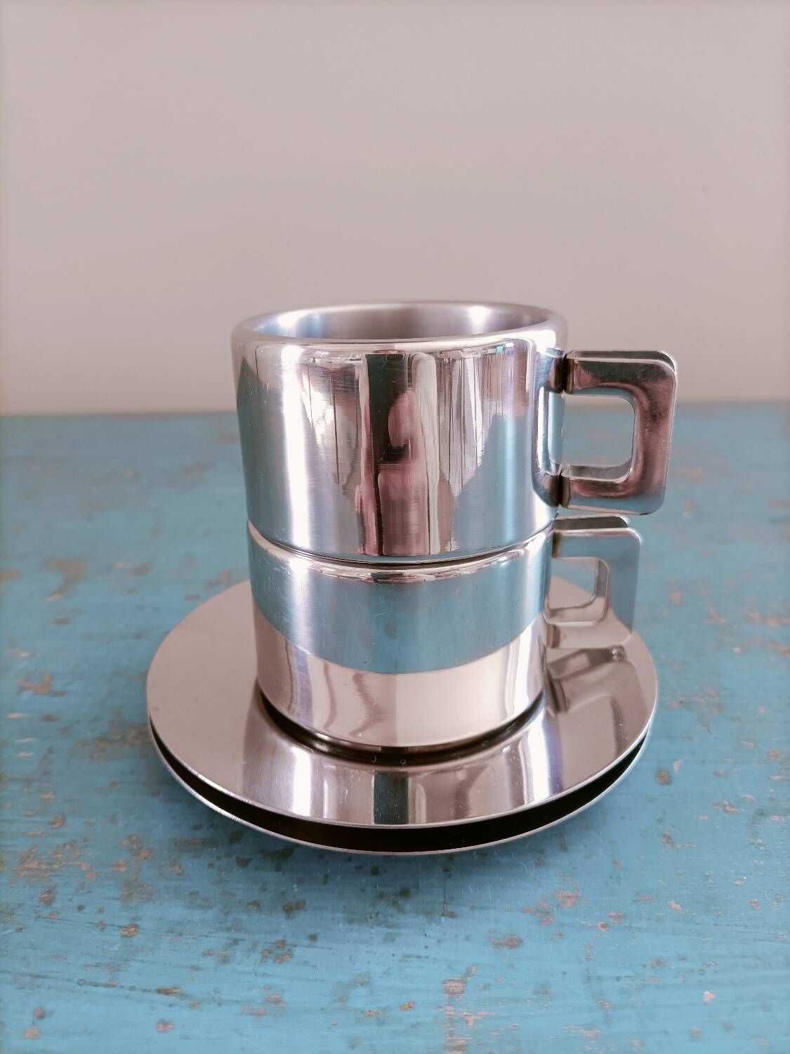 2 vintage Italian stainless steel cups Casalinghi Sto