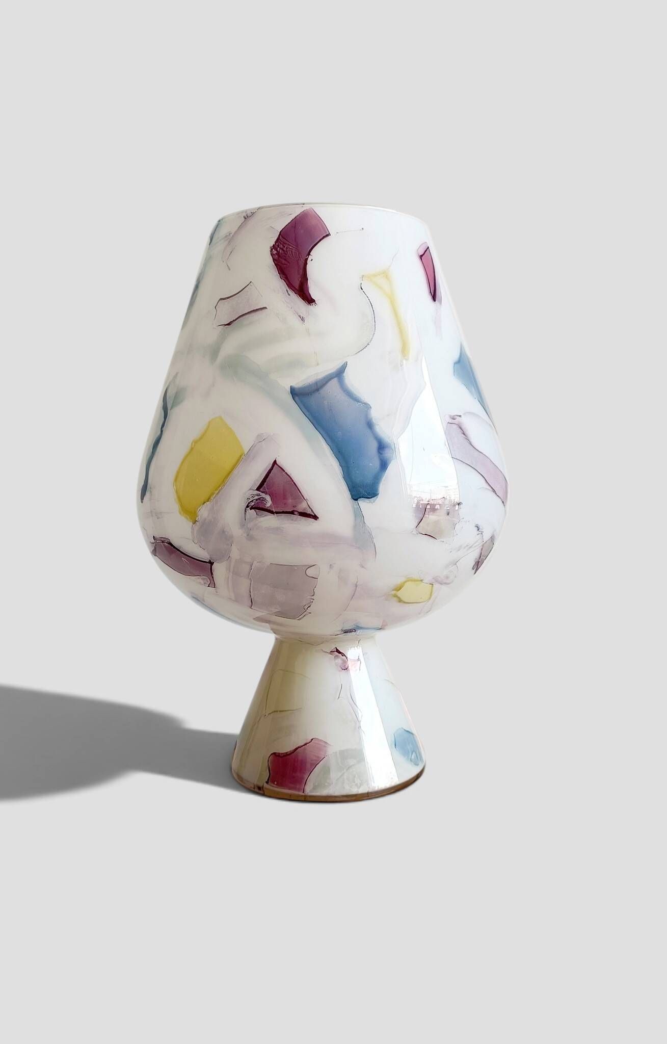 Postmodern Italian Murano Art Glass Chalice, Abstract Decoration, 1980s