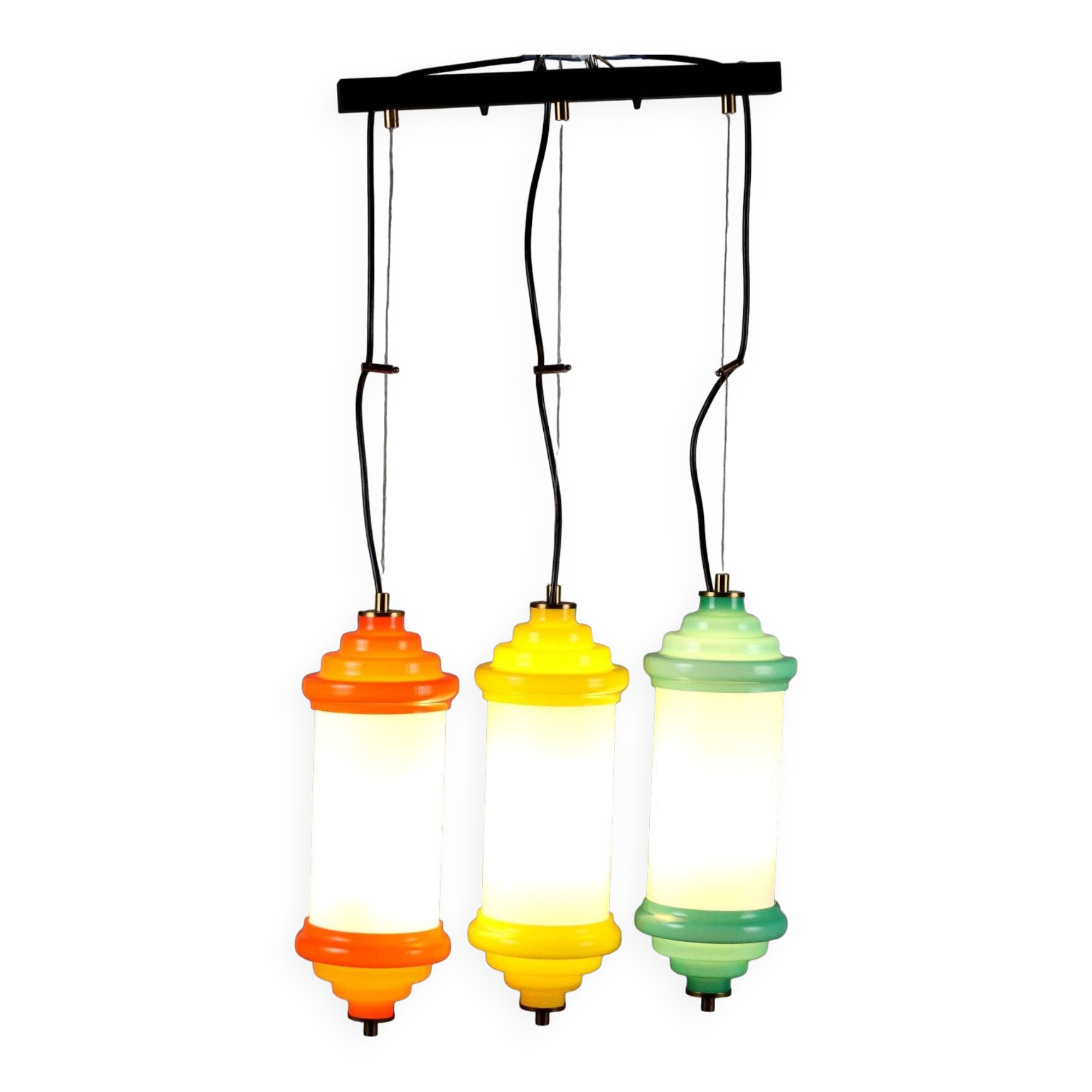 Original vintage glass and aluminum lamp from Italy, dating from the 1960s