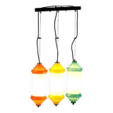 Original vintage glass and aluminum lamp from Italy, dating from the 1960s