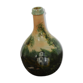 Bottle only blown glass, painted antique hand signed Henri. F