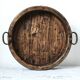 Large antique Italian wooden tray with brass handles.