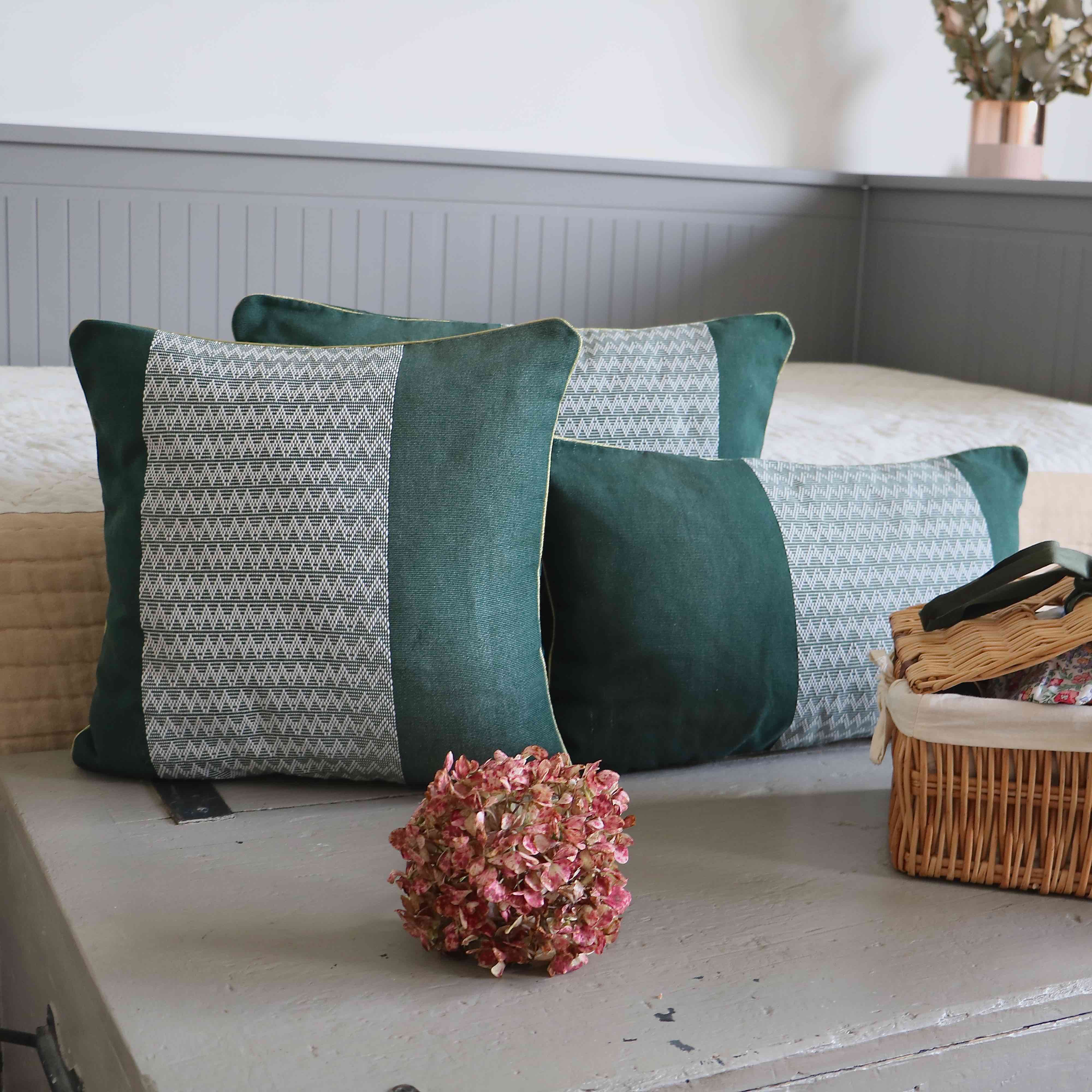 Ethnic decorative cushion green fir