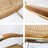 Rocking chair vintage métal et cannage, style Thonet moderniste, années 60