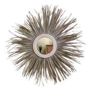 Sunburst Mirror in Rattan and Palm Leaf