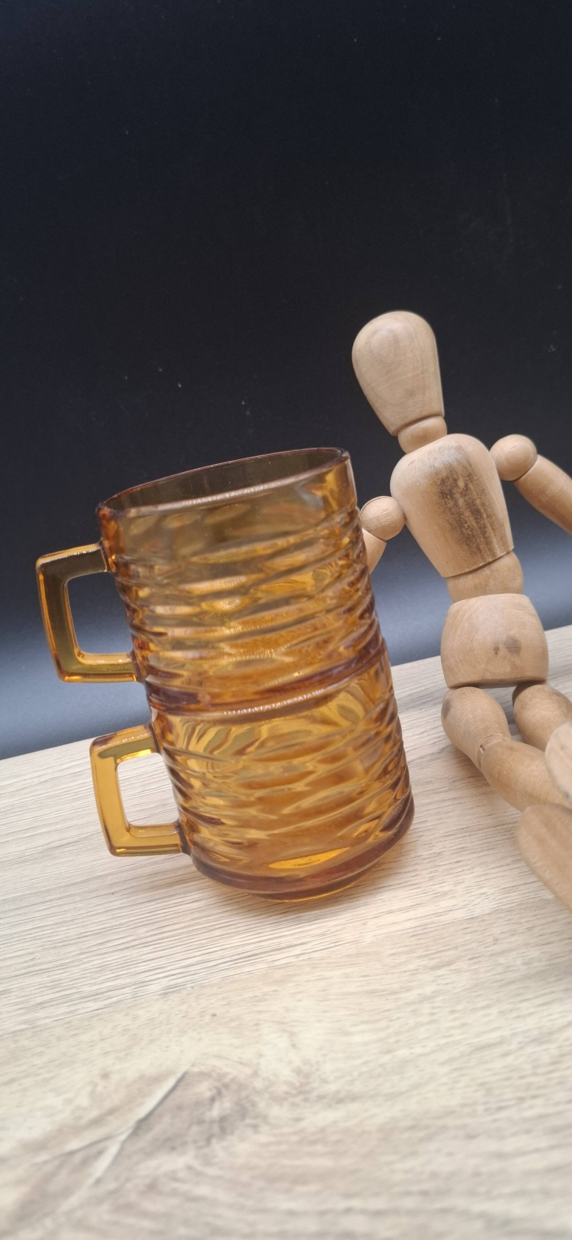 Set of 4 Vereco amber glass cups