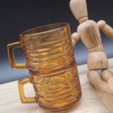 Set of 4 Vereco amber glass cups