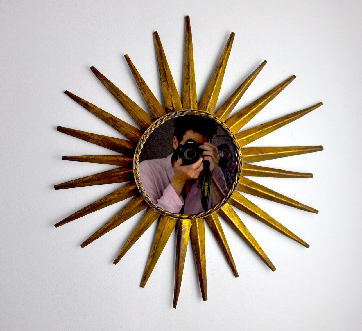 Miroir soleil, gilded metal with gold leaf, Italy, 1960