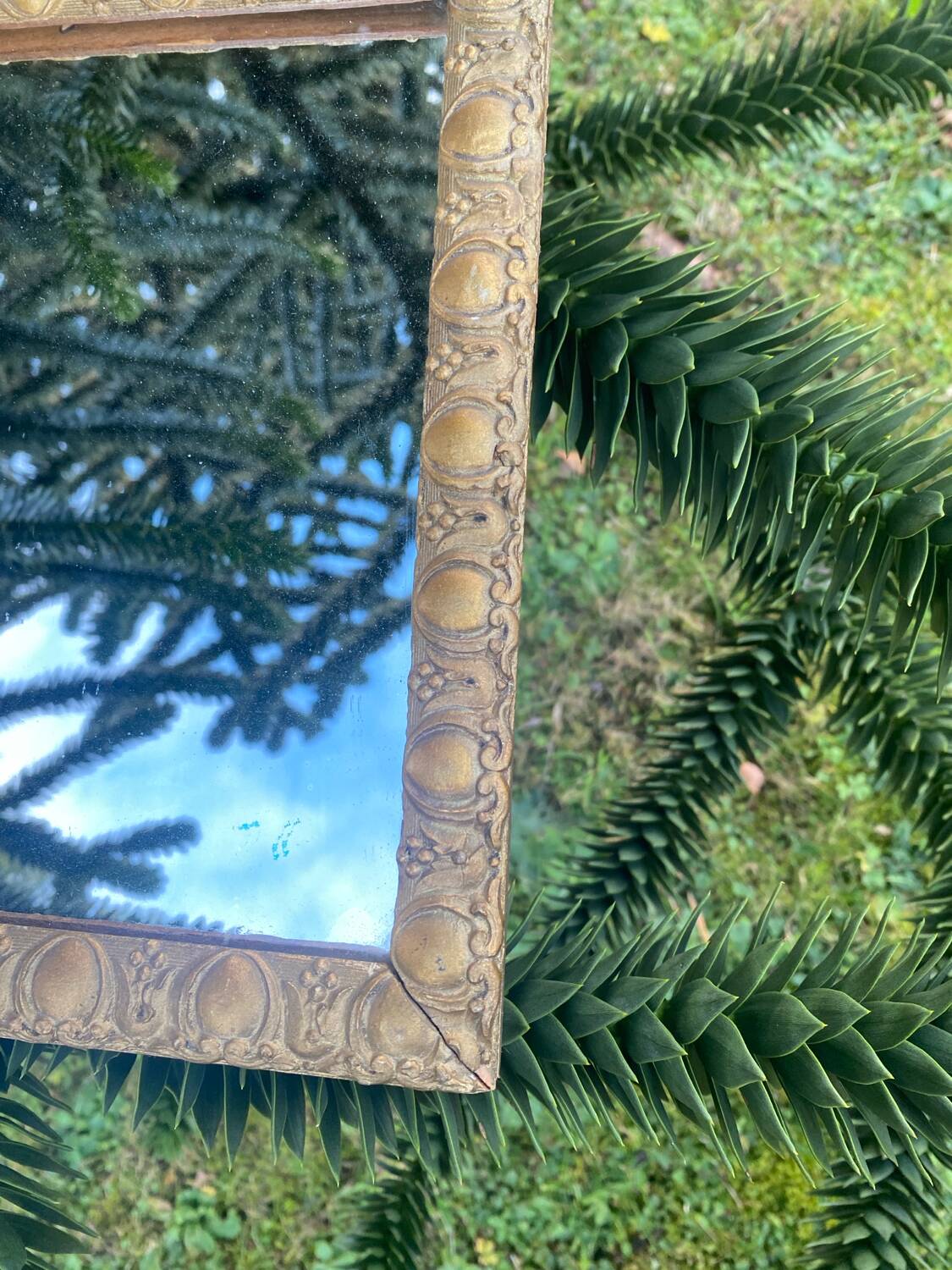 Antique gilded wooden mirror