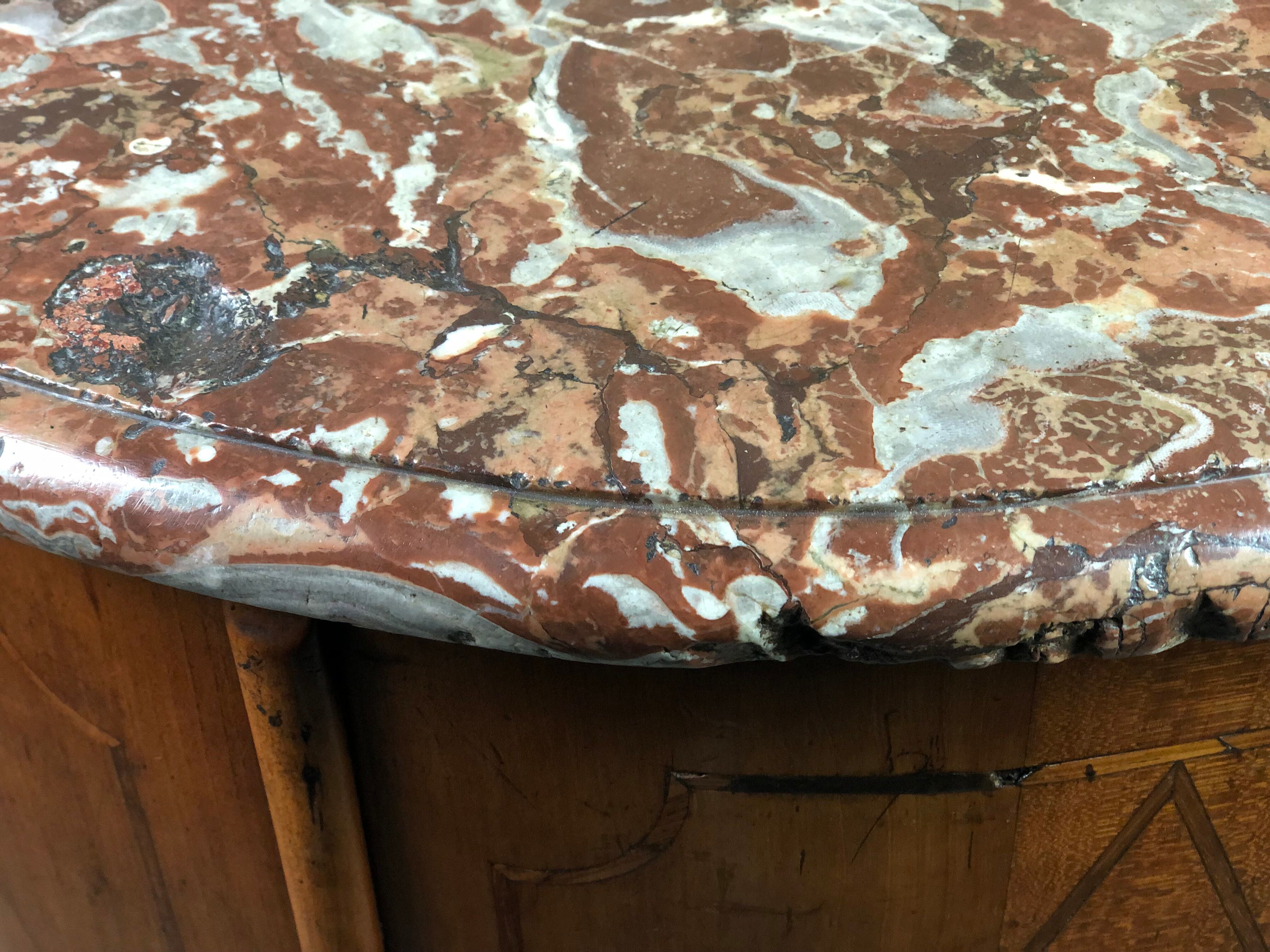 Curved notch in louis xv period marquetry stamped j.b galet