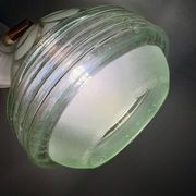 Vintage art deco tulip wall lamp in green and gold glass