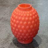Small Art Deco ball vase in red-orange tinted glass