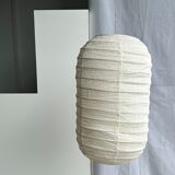 suspension in rattan and Japanese natural linen in the shape of a lantern H50 D30