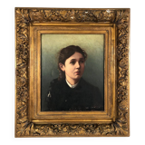 Artheme Denis, portrait of a young woman. Oil on canvas signed and dated 1885