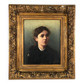 Artheme Denis, portrait of a young woman. Oil on canvas signed and dated 1885
