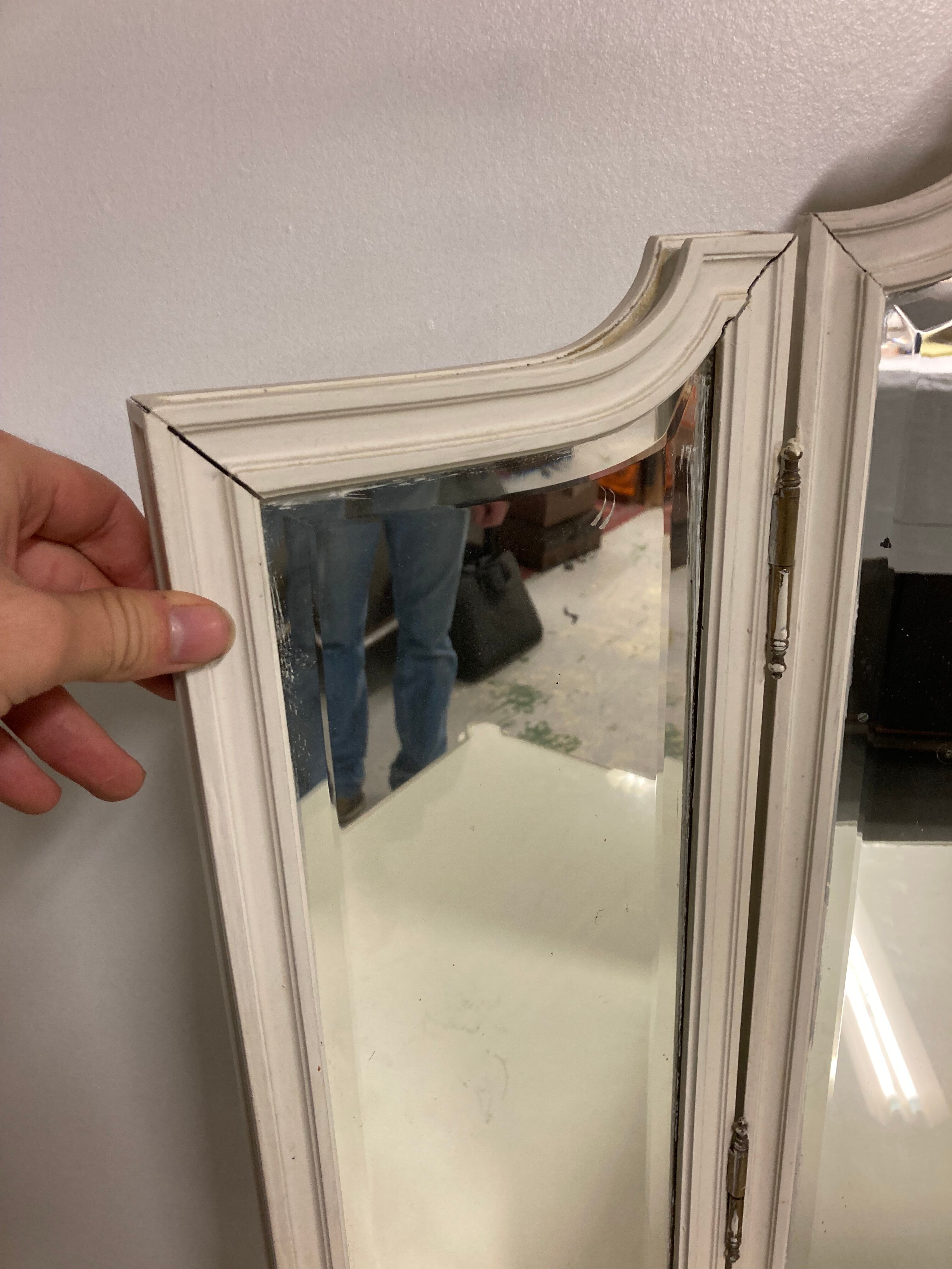 Dressing table mirror triptych debut XXth style Louis XVI