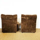 2 vintage velvet armchairs from the 1960s