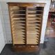 Solid oak double curtain filing cabinet