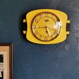 Vintage formica clock rectangular silent wall clock "Lora yellow black"