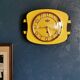 Vintage formica clock rectangular silent wall clock "Lora yellow black"