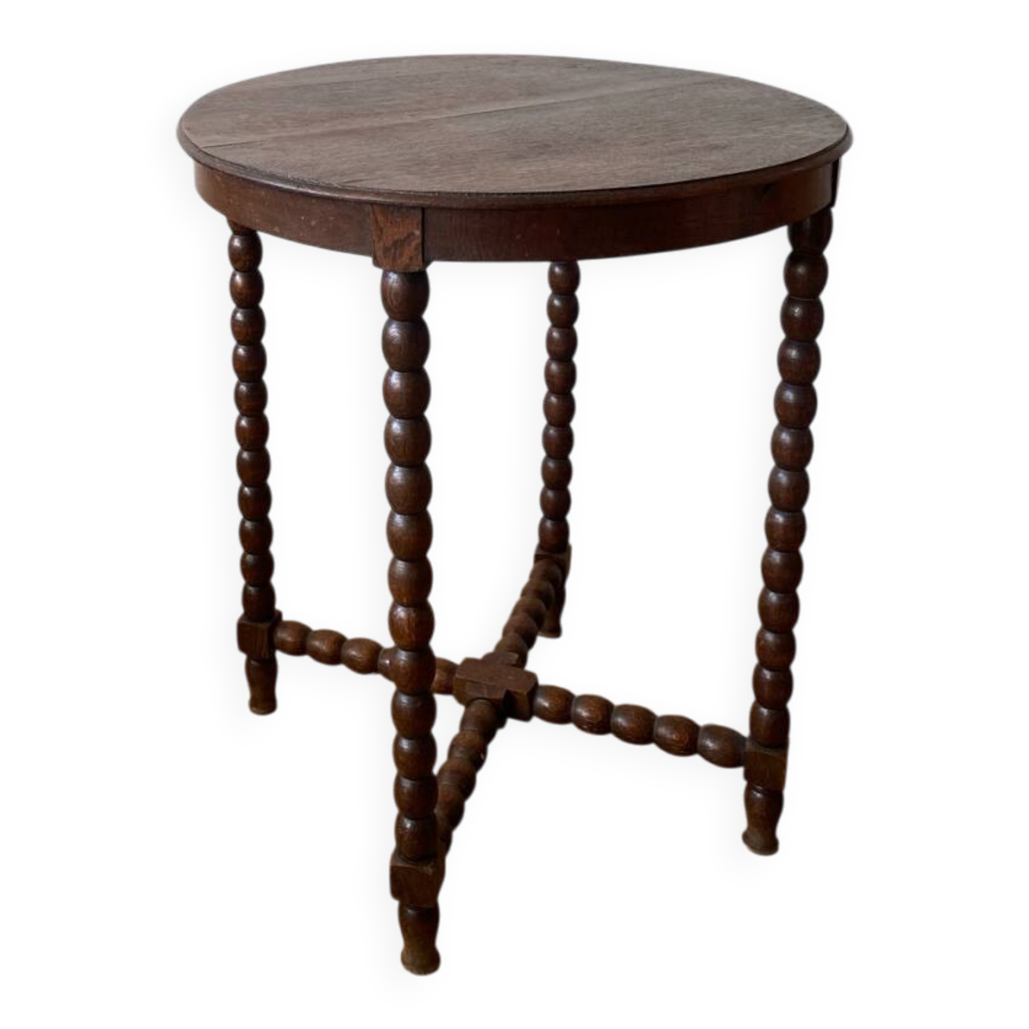 Side table with turned, beaded wooden legs