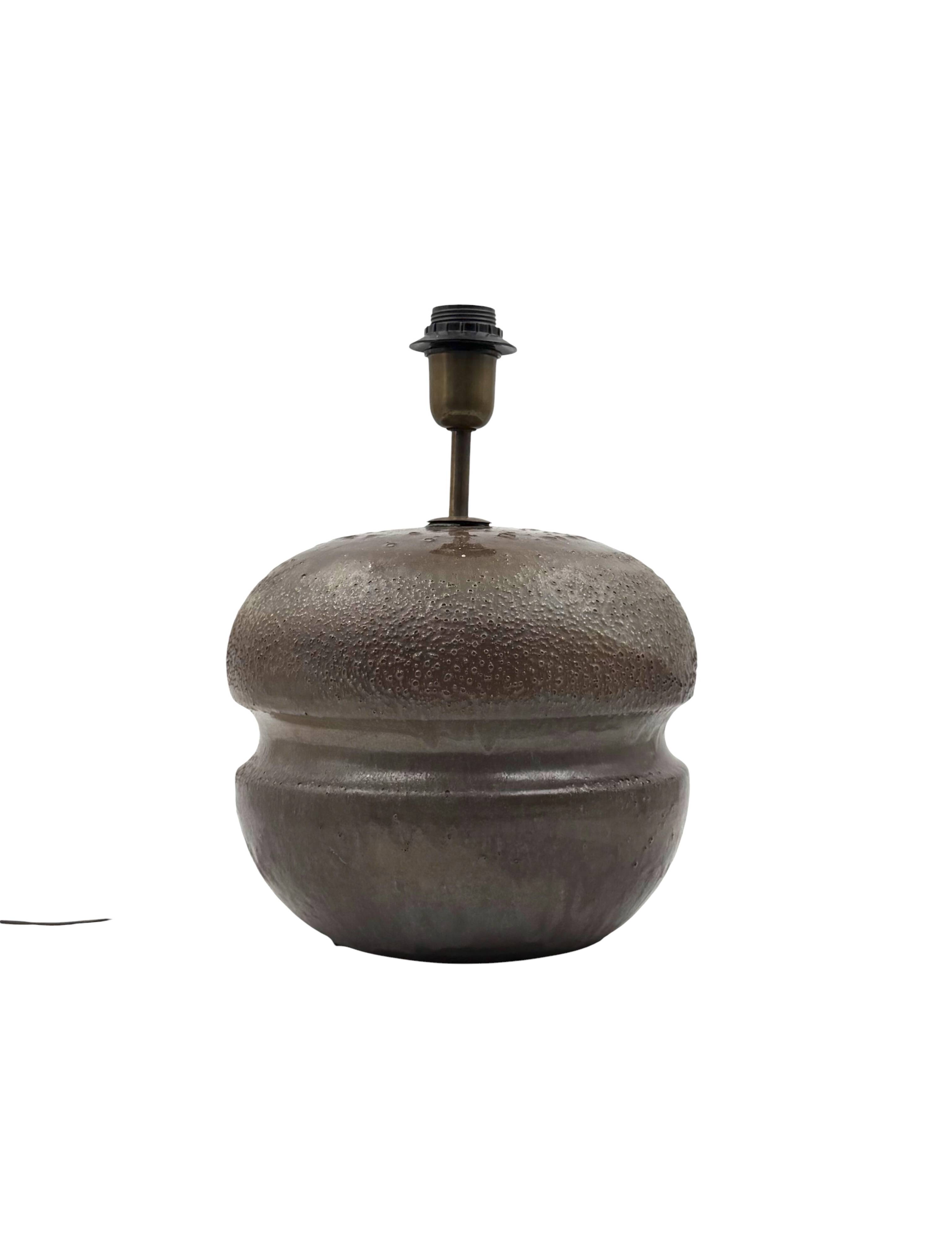 Mid-century modern brown ceramic lamp base,  France 1960s