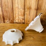 Duo of 2 suspensions in vintage white opaline.