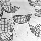 Ensemble de 7 chaises Bertoia noires et blanches pour Knoll International, années 1970