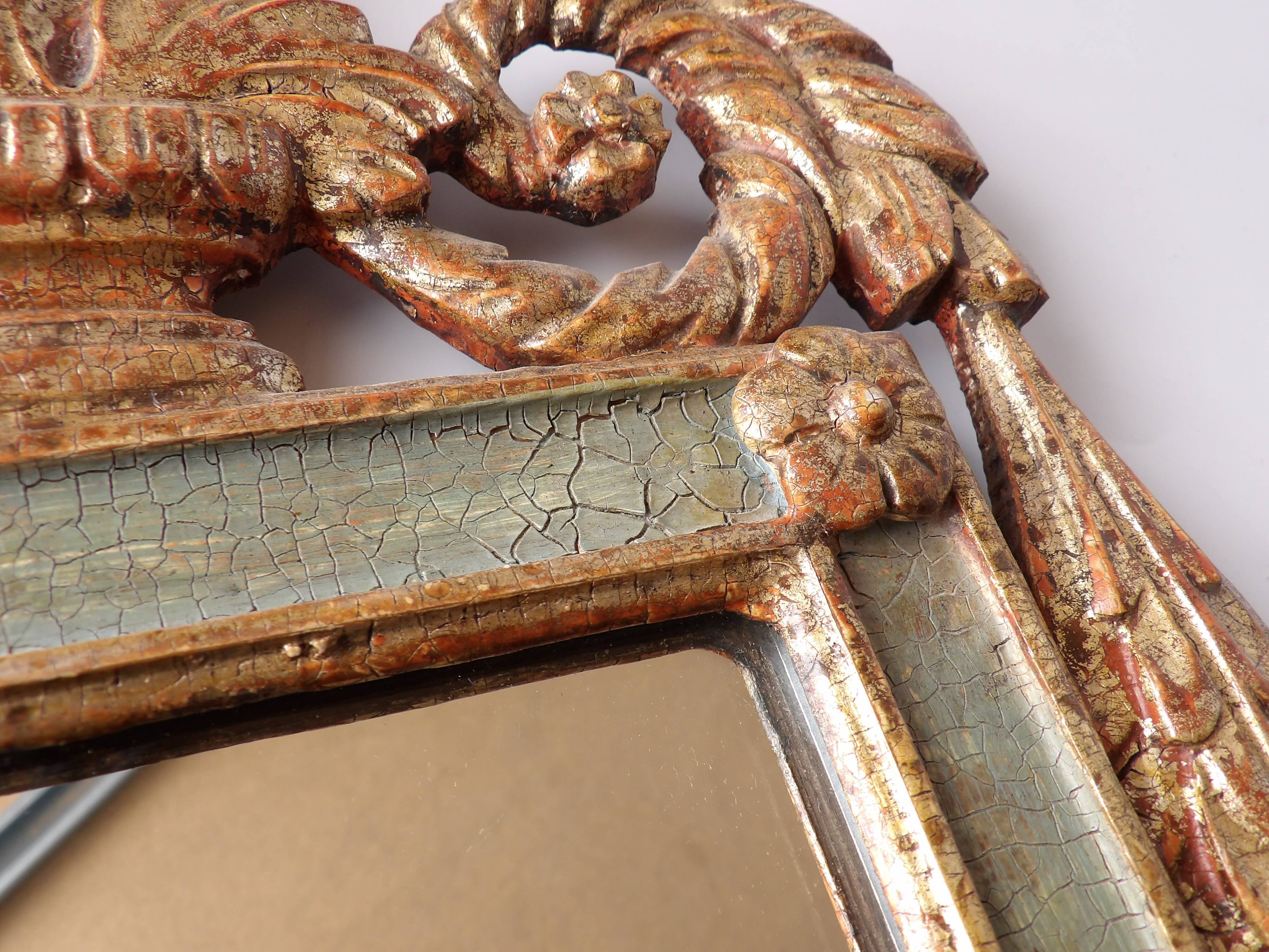 Hand carved wooden mirror