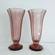 Pair of dark pink crystal vase art deco
