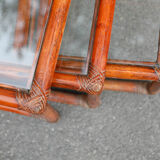 Rattan and glass side tables