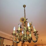 Set of painted metal chandeliers with flower decor