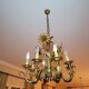 Set of painted metal chandeliers with flower decor
