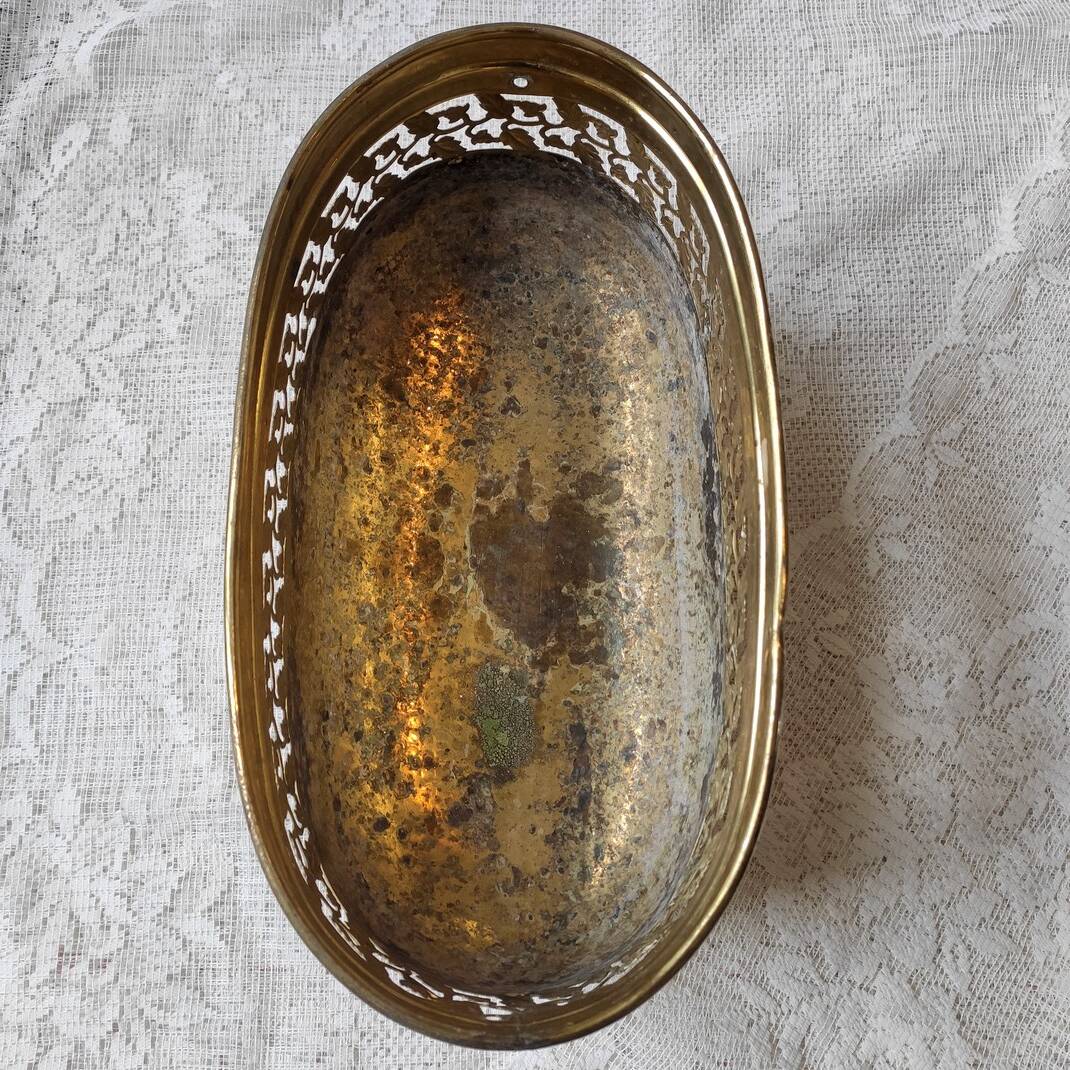 Old brass planter
