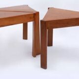 Série 3 Tables Nomme Bois 1970