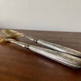 Horn and silver-plated salad cutlery, early 20th century.