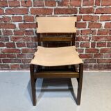 Set of four wooden and leather chairs from Maison Regain