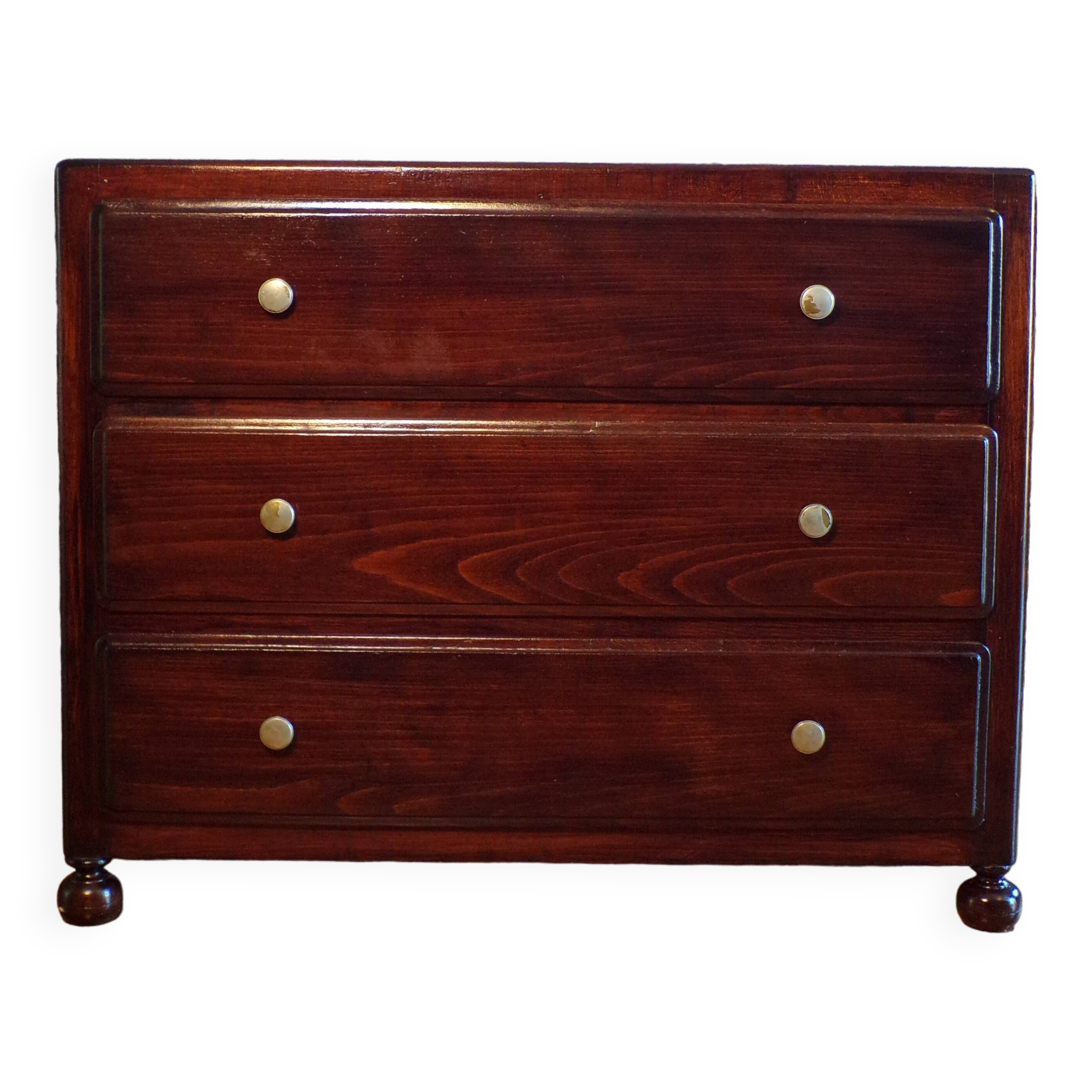 Vintage 3-drawer chest of drawers in dark wood