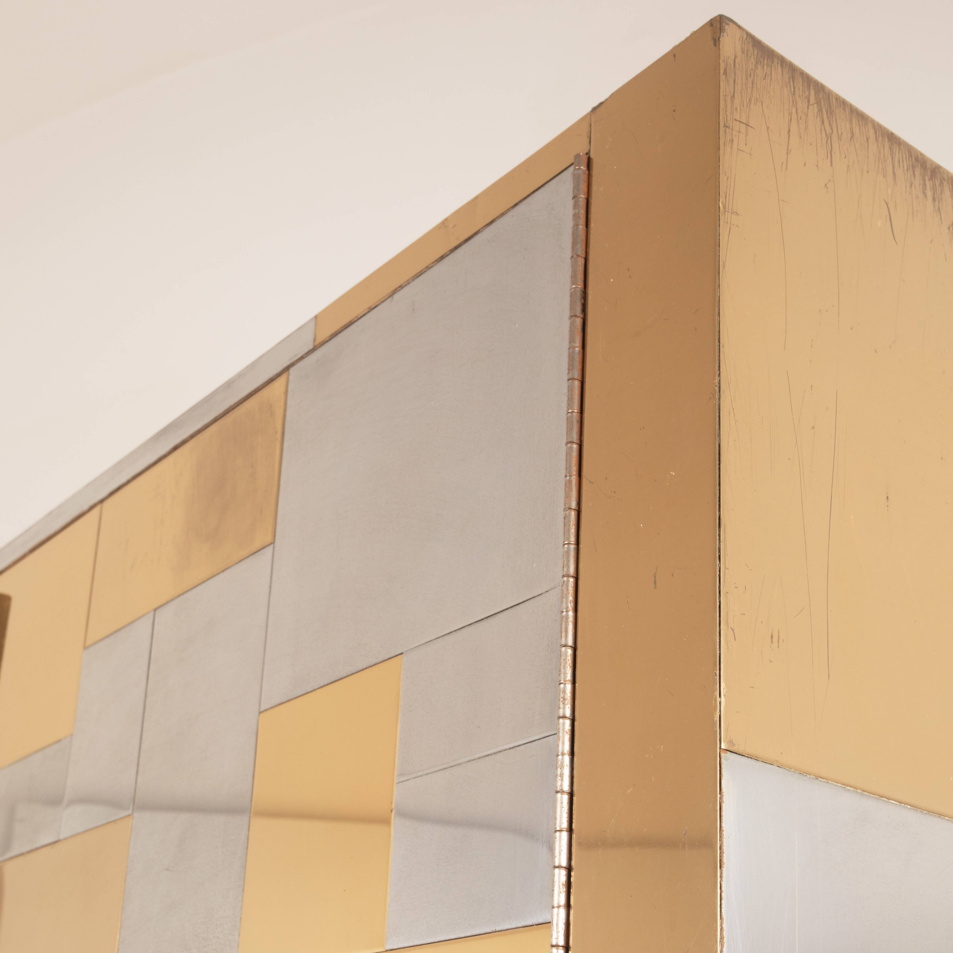 Paul Evans Cityscape Brass and Stainless Steel Bookcase, First Series, 1971