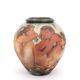 Decorated vase with woman, bathing scene.